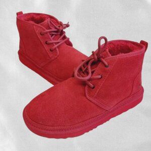 🔥 RARE Red UGG Neumel Ankle Boots Men's 9/Women's 10.5 Like New! Sherpa Cozy